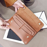 TD® Portefeuille Femmes en Cuir Porte-Cartes Sac à Main Multi Rangements Double Boutons à Pression sur Rabat Imperméable Résistant