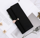 TD® Portefeuille Femme Longue Porte-Cartes Porte-Monnaie à glissière avec Feuille Pendentif en PU Cuir, 10 Emplacements Cartes pour