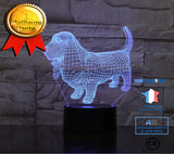 TD® Décoratif USB Chien 7 Couleurs Télécommande Illusion Optique Veilleuse 3D Visualisation Tableau Lampes De Bureau 3D Glow LED
