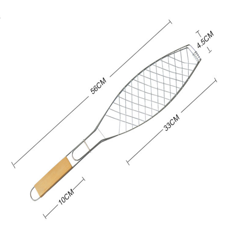 Grill BBQ Net Barbecue Panier à griller Clip de poisson grillé Poignée en  bois