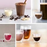 Coffret de 6 Tasse à café/Expresso/Espresso - 350 ml , Set de verre transparent double paroi pour café et thé