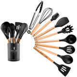 TD® Lot Ustensiles,Ensemble d'outils de cuisine 9-12-13 pièces Ensemble d'ustensiles de cuisine en bois et - Type Dark Grey 10pcs-A