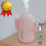 TD® Mini humidificateur de bureau LED veilleuse maison chambre créative nouveau chargement de cactus