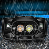 TD® Éclairage LED trois sources lumineuses avertissement extérieur phare à induction lumière forte charge phare course monté sur la