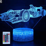 TD® Lampe optique poser décoratif tactile 7 couleurs illusion optique - modèle formule 1 - faible consommation câble USB 3 piles AAA