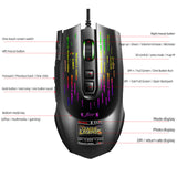 TD® Nouveau jeu d'affichage filaire macro souris lecteur multilingue DPI gaming souris de jeu