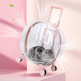 TD® Caisse de chariot pour animaux de compagnie sac de chat transparent sortir portable muet roue universelle boîte à air portable
