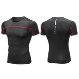 Combinaison d'entraînement de fitness réfléchissante à manches courtes PRO pour hommes à manches courtes T-shirt ajusté à séc