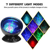 TD® Lampe de Projection à LED Veilleuse Ocean avec Télécommande Lampe à Poser avec 7 Couleurs de Lumière Musique Noir -LAV