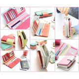 TD® Portefeuille Long pour Femme Double Fermeture Zip et Bouton à Pression de Couleur Rose et Beige Détails Dorés Hirondelle Élégant