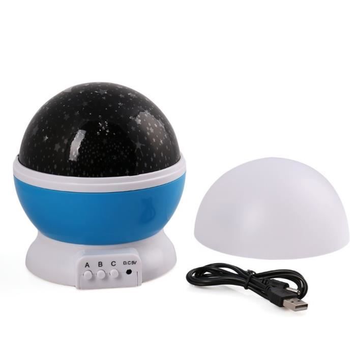 TD® veilleuse projection LED à rotation automatique du ciel étoilé USB-Lampe déoration de chambre-Veilleuse 360° Ciel Etoilé