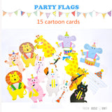 TD® bannière banderole guirlande bébé fanion décoration chambre enfant baptême anniversaire forme d'animaux dessin animé papier