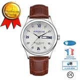 INN® Montre-bracelet en acier étanche à double calendrier ultra-mince pour hommes Montre à bracelet mode Montre pour hommes Boîte-ca