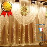 TD® 3m * 3m LED rideau lumineux Guirlande lumineuse LED cascade lumière mise en page de fond décoration de mariage Blanc chaud