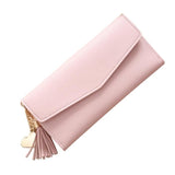 TD® Portefeuille Femmes Simple Long Porte-monnaie Porte-cartes  Franges Sac main  Rose Pale Pendentif Cœur Forme Enveloppe Épuré