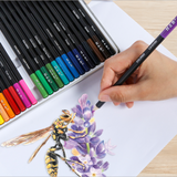 Ensemble de crayons de couleur 24 couleurs, pinceau de plomb couleur à base d'huile, boîte en fer blanc, fournitures d'art pe
