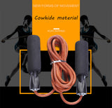 TD®  corde à sauter en cuir fitness gym sport cardio régime accessoire perte de poids musculation  solide écologique légère boxe