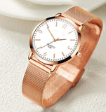 TD® Montre à quartz pour filles Série décontractée et affaires Montre à ceinture en maille Cadeau pour homme