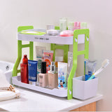 TD® Petite étagère de rangement salle de bain cuisine ménage empilable deux étages multifonctions panier propreté capacité support