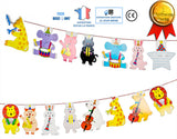TD® bannière banderole guirlande bébé fanion décoration chambre enfant baptême anniversaire forme d'animaux dessin animé papier