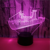 TD® Décoratif USB Croisières 7 Couleurs Télécommande Illusion Optique Veilleuse 3D Visualisation Tableau Lampes De Bureau 3D YE83117