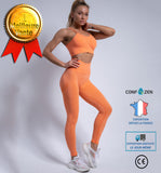 Costume de yoga sans couture sport hanches pêche pantalons de yoga bretelles spaghetti soutien-gorge gilet orange fitness  fe