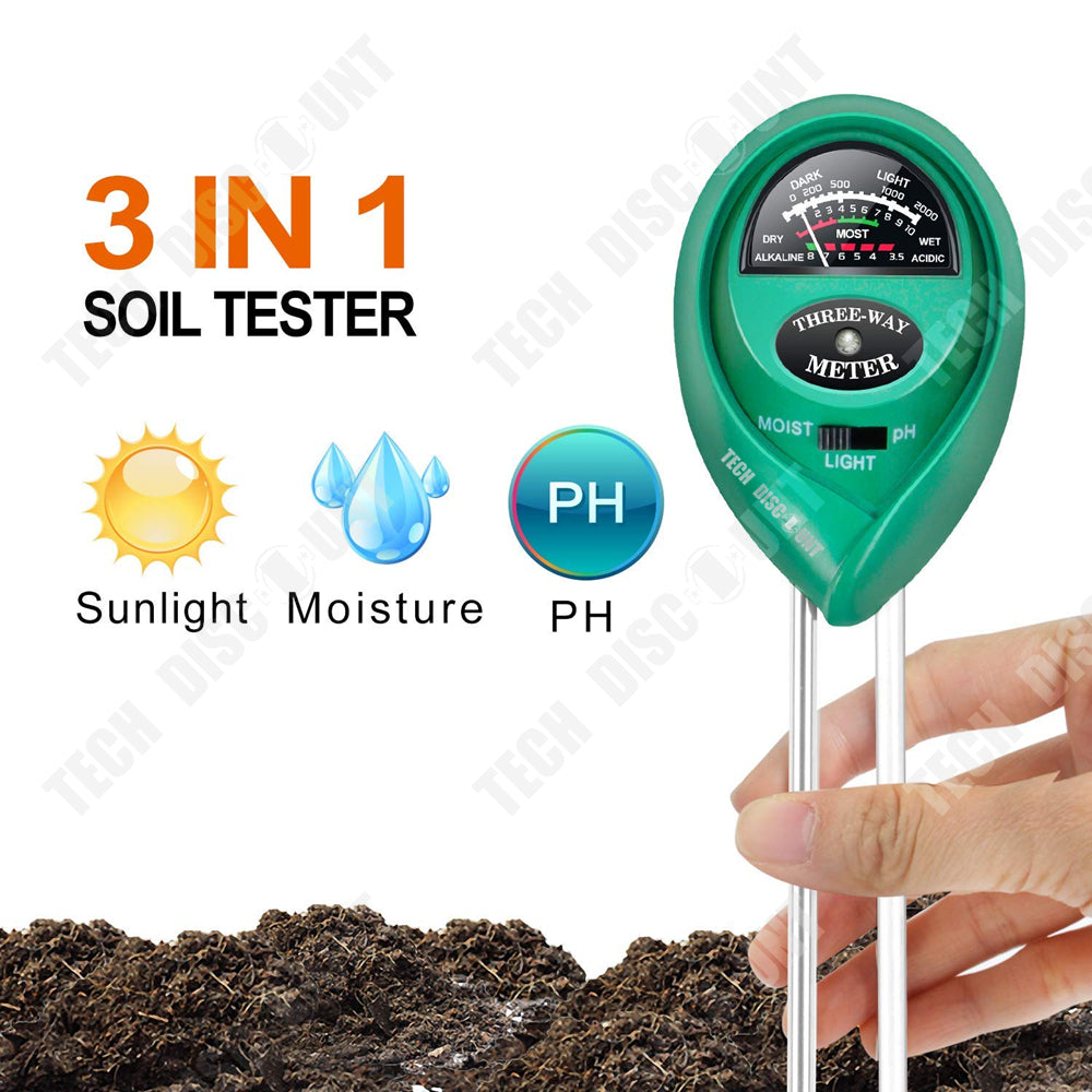 TD® testeur de terre de jardin humidité acidité humidimètre PH terre 3 en 1 sonde extérieur plantes analyse sol sans source alimenta