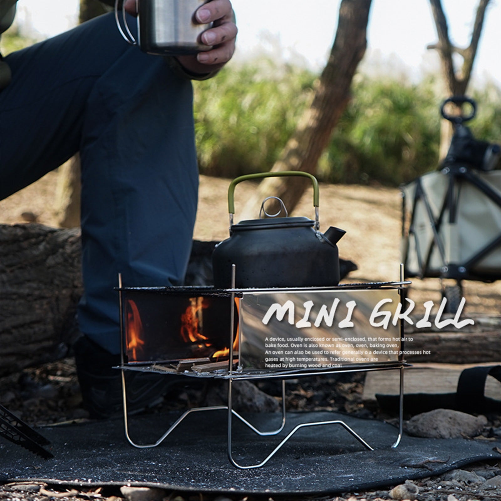 TD® Barbecue pliable extérieur en acier inoxydable mini camping simple –