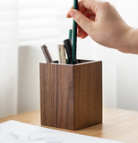 TD® Porte-stylo porte-crayon fournitures de bureau en bois de noyer noir tube de rangement de papeterie cadeau brosse brune seau  bu