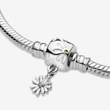 TD® Bracelet en argent s925 chaîne en os de serpent géométrique breloque marguerite unisexe bracelet à bricoler soi-même mode simple