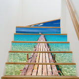 TD® decoration escalier interieur bois autocollant 6 pieces maison design réaliste decoratif mer adhesif sticker cadeau muraux habit