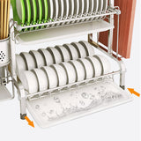 TD® Égouttoir de cuisine évier acier inoxydable égouttoir multi-fonctionnel égouttoir à vaisselle double couche acier inoxydable