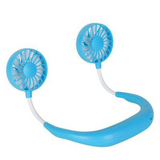 INN® Mini Ventilateur de Cou Table Portable USB- 3 Vitesse Réglable - Rotation à 360° - Double Tête - bleu