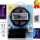 TD® Bande LED lumière colorée clignotant ruban alimentation d'énergie étanche multicolore télécommande à infrarouge lumineuse flexib