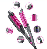 TD® Fer à friser ion négatif à trois tubes tige de rouleau d'oeuf tourmaline céramique double usage cristal liquide trempe tige curl