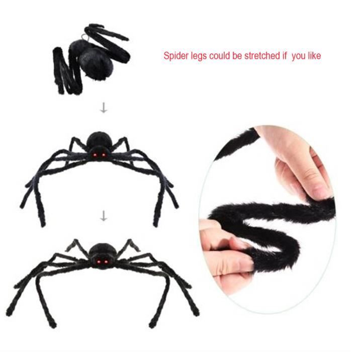 Araignée Géante Halloween 50 Cm - Décoration Effrayante En Tissu, Articulée, Pour Intérieur Et Extérieur