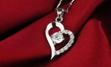TD® Collier Coeur Cristal Swarovski Elements Blanc Plaqué Or Blanc Cadeaux Anniversaire Saint-Valentin....