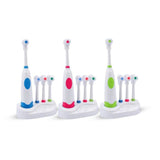 TD® Brosse électrique avec pack de rechange 3 têtes changeable socle de rangement fixation hygiène dentaire soin dentaire couleurs