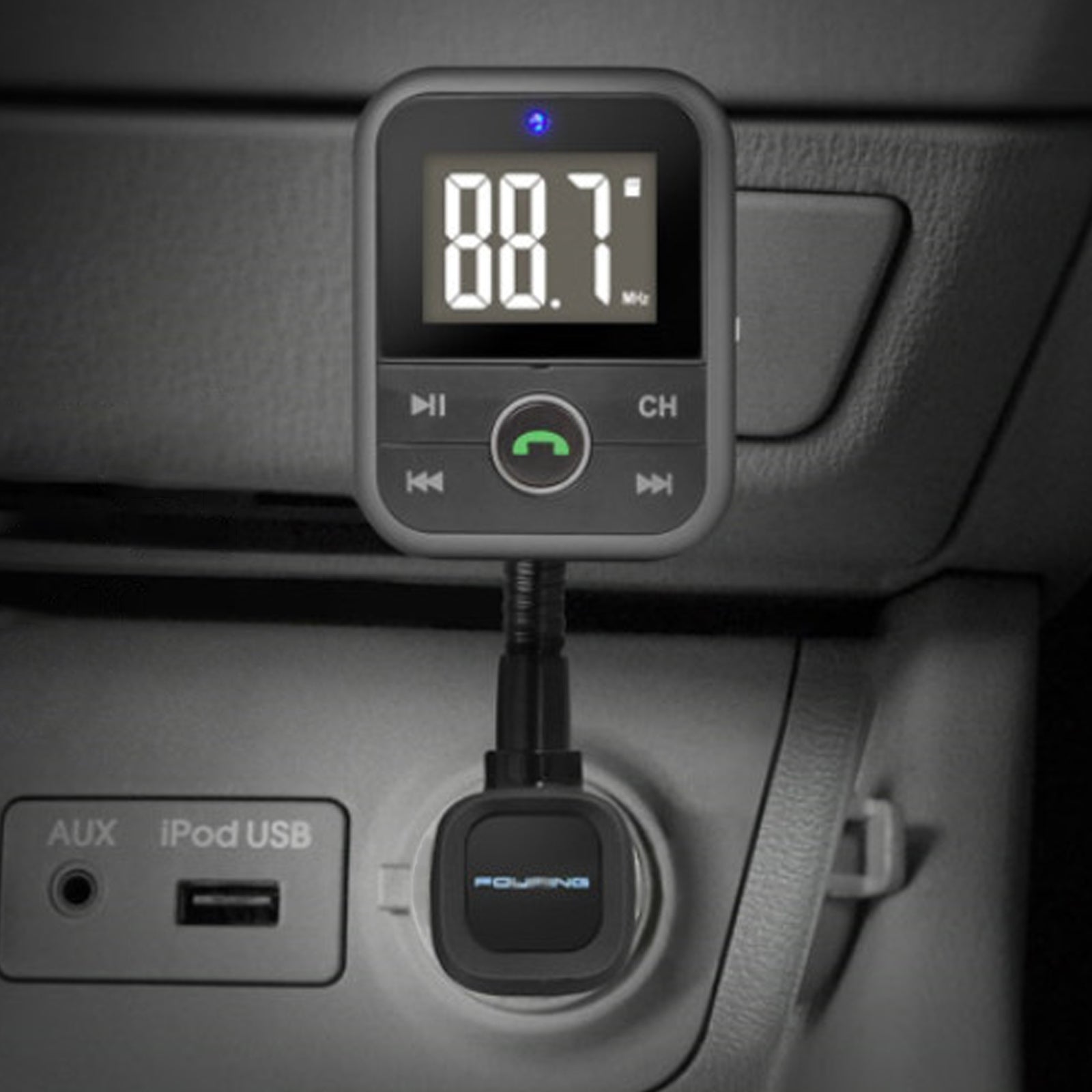 TD® transmetteur fm bluetooth voiture allume cigare port usb écran led fonction réception sécurisée d'appels sans fil recharge télép