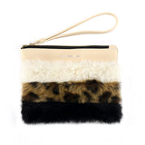 TD® Trousse de maquillage couleur assortie mode peluche fermeture éclair sac cosmétique PU rétro confortable lavage sac stockage