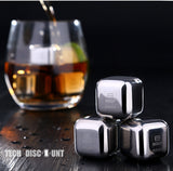 TD® Glaçon pierre whisky réutilisable acier inoxydable alcool vin haute qualité cadeau homme refroidisseur de boisson ensemble de 4