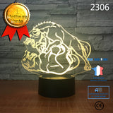 TD®  Nouveau Loup Nuit Colorée 3D Lumières Colorées Tactile Touche À Distance 3D Petites Lampes De Table Cadeau