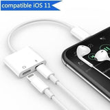 TD® Adaptateur 2 en 1/ Double Ports / Casque Chargeur Convertisseur Compatible pour Apple iPhone X - 8 Plus - 8 - 7 Plus - 7