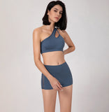 Costume de yoga gilet shorts soutien-gorge de sport sexy shorts de course yoga costume de fitness bleu costume yoga costume f