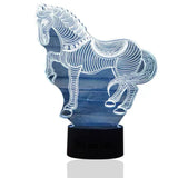 TD® Lampe optique poser décoratif tactile 7 couleurs illusion optique - modèle cheval - faible consommation câble USB ou 3 piles AAA