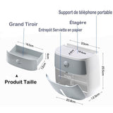 TD® Distributeur Papier -Toilettes en Plastique WC/ Porte-papier Étanche/Dérouleur Étagère / Support Papier WC/Accessoire Salle bain
