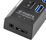 TD® Hub USB alimenté Câble 4 ports concentrateur adaptateur commutateur l'alimentation chargement économie pratique connexion énergi