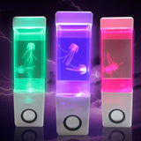 TD® Creative acrylique fish tank aquarium petit led méduse lumière coloré mini bureau aquarium technologie haut-parleur cadeau