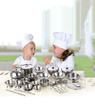 TD® 25 pièces de jouets de cuisine pour enfants, jouets de cuisine pour enfants, ustensiles de cuisine et couverts en acier inoxydab