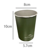 TD® Tasse en acier inoxydable portable extérieure facile à transporter camping camping bière tasse à café 350 ml tasse verte
